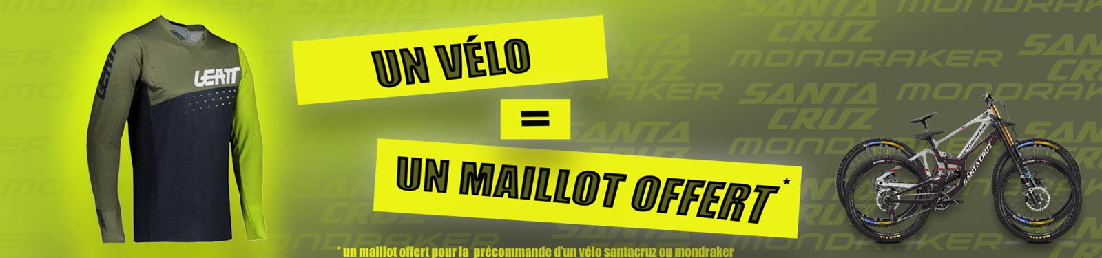 Bannière un vélo acheté égale un maillot offert pour L'Appartelier